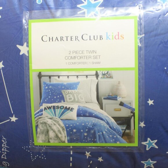 NWT Charter Club Boys Starry Sky 2-Piece Comforter Set Blue Multi Twin / Twin XL - Picture 8 of 10